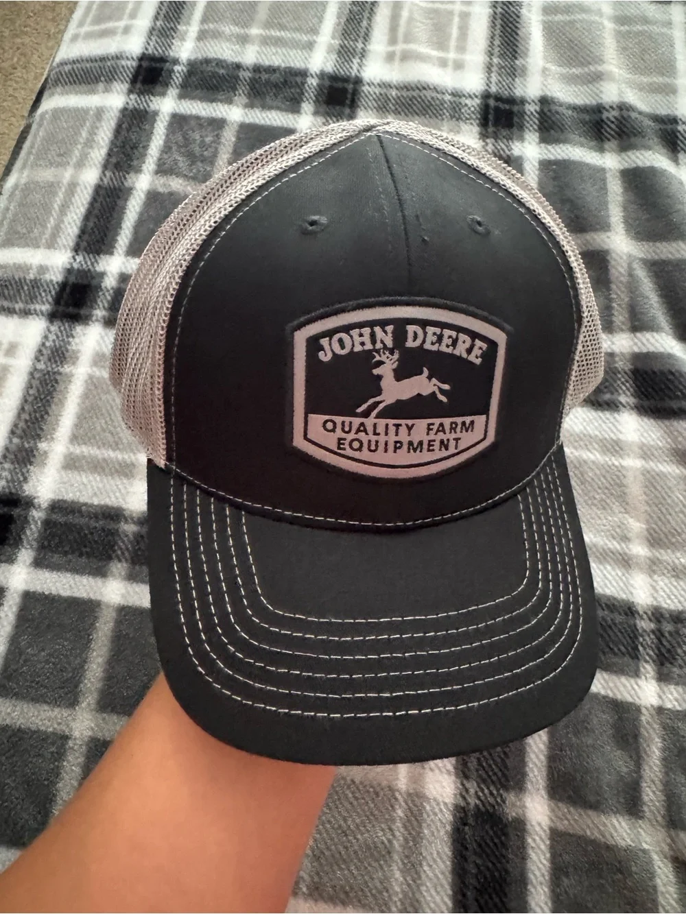 Kids John Deere Black and Gray Mesh Trucker Hat